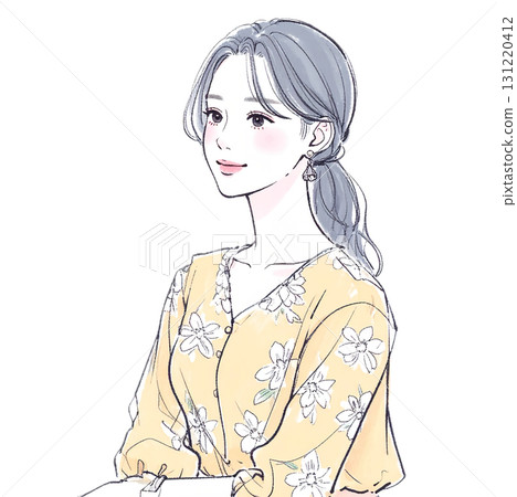 婦女和女孩的水彩和手繪插圖素材 婦女和女孩的水彩和手繪插圖素材 131220412