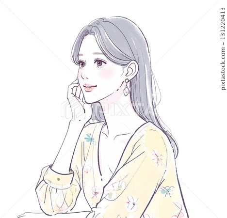 婦女和女孩的水彩和手繪插圖素材 131220413