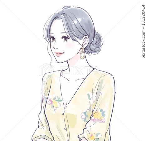 婦女和女孩的水彩和手繪插圖素材 婦女和女孩的水彩和手繪插圖素材 131220414