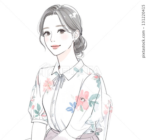 Watercolor and hand-drawn illustration material of women and girls 131220415