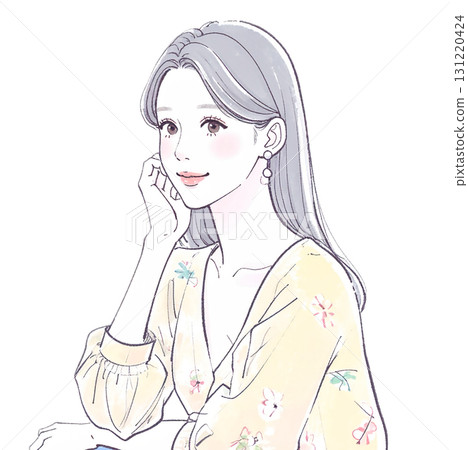 Watercolor and hand-drawn illustration material of women and girls 131220424