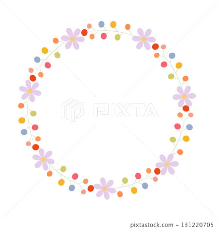 A bright round frame with flowers. Wedding invitation, hand-drawn. A bright round frame with flowers. Wedding invitation, hand-drawn. 131220705