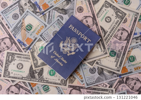 US passport for travelling, flying and doing business. USA document, id 131221046