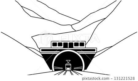 Train Emerging From Mountain Tunnel 131221528