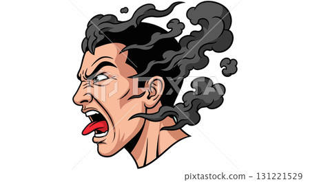 Furious Man Screaming with Smoke Head 131221529