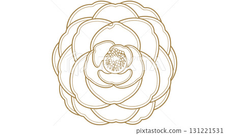 Elegant Golden Line Art Camellia Flower Design 131221531