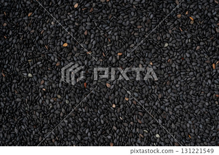 Close-up of black sesame seeds (raw sesame seeds) Close-up of black sesame seeds (raw sesame seeds) 131221549