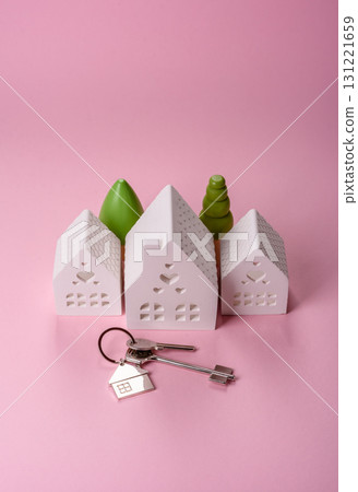 House, buying or selling real estate, concept background with money and piggy bank. Real estate House, buying or selling real estate, concept background with money and piggy bank. Real estate 131221659
