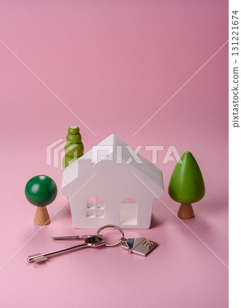 House, buying or selling real estate, concept background with money and piggy bank. Real estate House, buying or selling real estate, concept background with money and piggy bank. Real estate 131221674