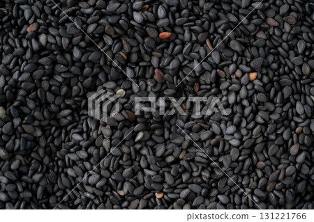 Close-up of black sesame seeds (raw sesame seeds) Close-up of black sesame seeds (raw sesame seeds) 131221766