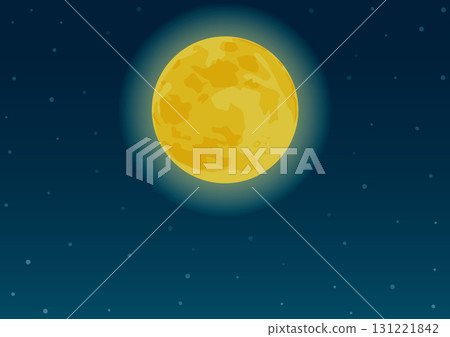 月亮漂浮在黑夜中的插圖 131221842
