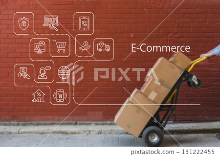 E-commerce, delivery and logistics image materials 131222455
