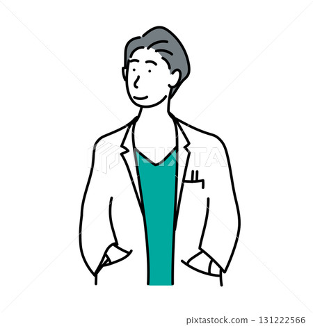 Stock Illustration: A man in a white coat with his hands in his pockets 131222566