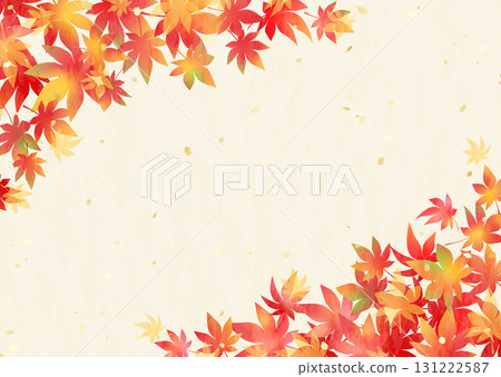 Beautiful gradation autumn leaves frame in Japanese paper style 131222587