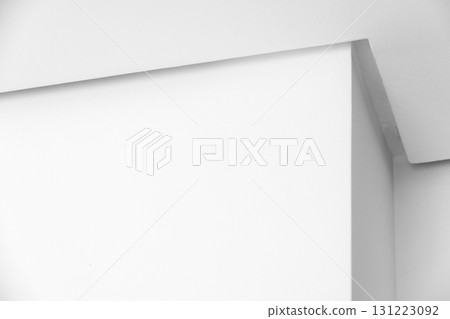 Abstract minimalist white interior feature highlighting clean lines and sharp angles 131223092