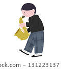 手繪彩色插圖，描繪一名男子吹奏薩克斯風 131223137