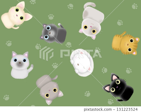 Cat seamless pattern (paw prints) C-4 131223524