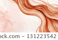 Watercolor illustration of long flowing reddish hair with soft gradient tones, gentle curves, and artistic fluid strokes on textured paper background 131223542