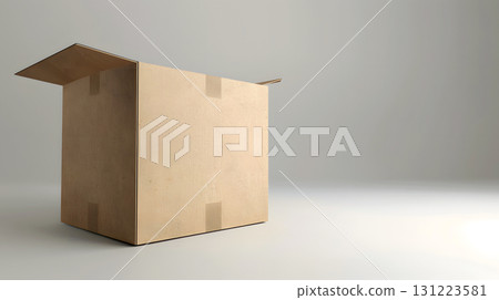 plain cardboard box opened on neutral background-插圖素材 [131223581] - PIXTA圖庫