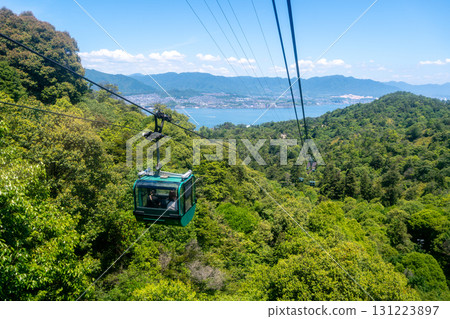 Miyajima ropeway above Mount Misen on Miyajimaa Island, Hiroshima Miyajima ropeway above Mount Misen on Miyajimaa Island, Hiroshima 131223897