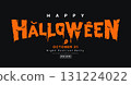 Happy Halloween text message orange design banner on balck background 131224022