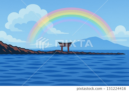 Rainbow and Great Torii by Sea 131224416