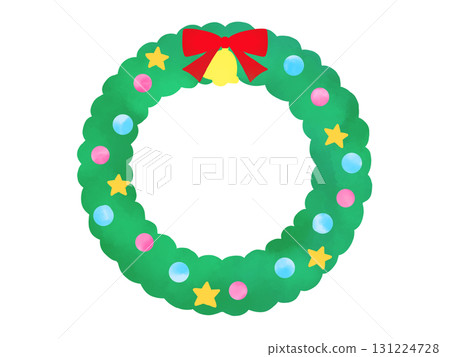 Watercolor: Colorful Christmas wreath in green Watercolor: Colorful Christmas wreath in green 131224728