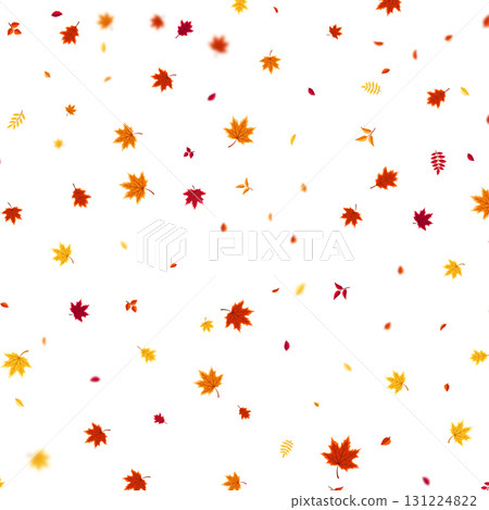 Autumn flying and falling leaves background with colorful seasonal foliage in red, orange, and yellow. Perfect for nature themes, seasonal sales, posters. Vector illustration Autumn flying and falling leaves background with colorful seasonal foliage in red, orange, and yellow. Perfect for nature themes, seasonal sales, posters. Vector illustration 131224822