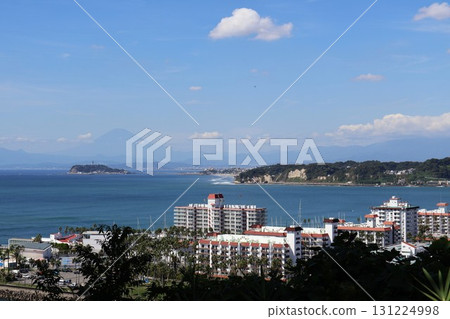 View of Zushi Marina, Enoshima, and Mount Fuji from Osaki Park 131224998