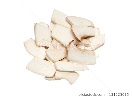 Easy cooking, cut king oyster mushrooms [white background, cutout] 131225015
