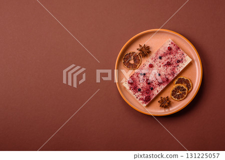 Bar sweet craft artisan chocolate with dried fruits made at home. Craft chocolate 131225057