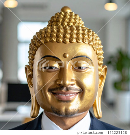 Smiling Buddha in a suit illustration Smiling Buddha in a suit illustration 131225128