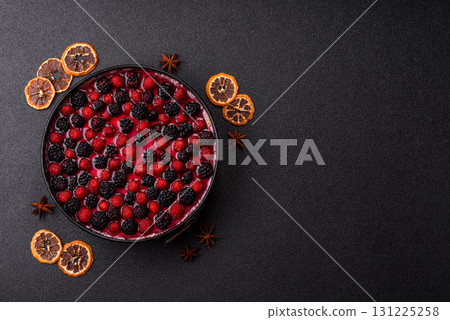 Pie, cheesecake with raspberries and blackberries, mascarpone cheese. Piece of cheesecake Pie, cheesecake with raspberries and blackberries, mascarpone cheese. Piece of cheesecake 131225258