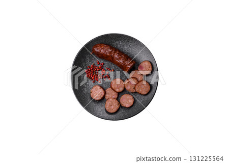 Homemade meat or vegan sausage grilled with spices. Homemade sausage cooked on barbecue Homemade meat or vegan sausage grilled with spices. Homemade sausage cooked on barbecue 131225564