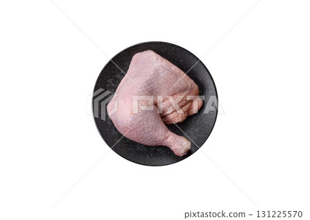 Chicken raw leg or quarter, fresh meat for cooking on barbecue. Chicken quarter 131225570