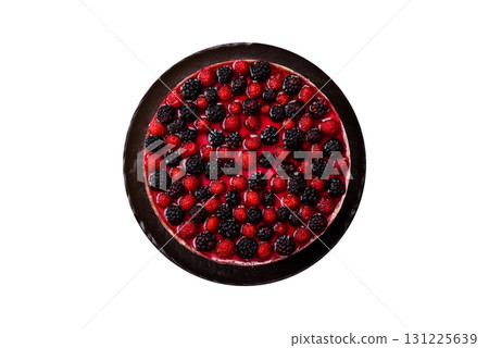 Pie, cheesecake with raspberries and blackberries, mascarpone cheese. Piece of cheesecake Pie, cheesecake with raspberries and blackberries, mascarpone cheese. Piece of cheesecake 131225639