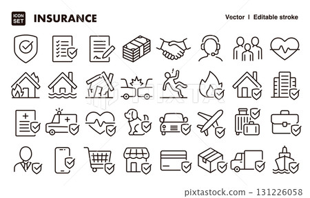 Insurance icon illustration set EPS version can be edited to change line thickness etc. 131226058