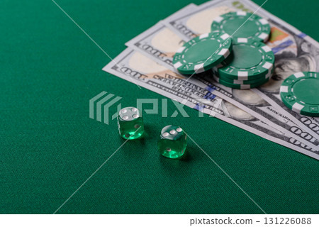 Dice game Craps in casino with chips, bets and risk. Craps game Dice game Craps in casino with chips, bets and risk. Craps game 131226088