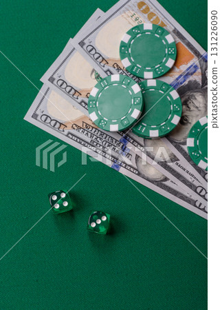 Dice game Craps in casino with chips, bets and risk. Craps game 131226090