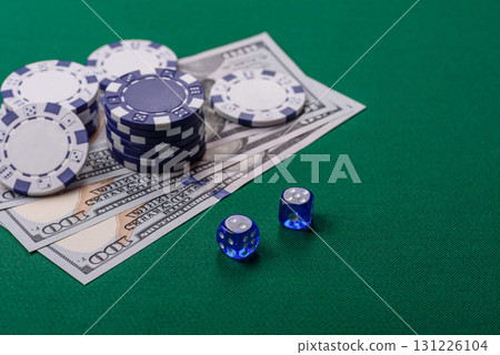 Dice game Craps in casino with chips, bets and risk. Craps game Dice game Craps in casino with chips, bets and risk. Craps game 131226104