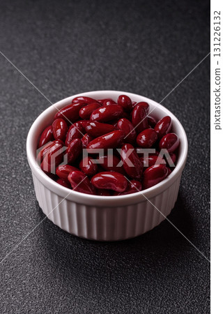 Red beans canned as an ingredient for cooking healthy or vegetarian food. Canned beans 131226132