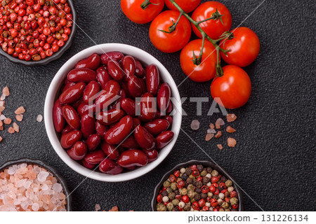 Red beans canned as an ingredient for cooking healthy or vegetarian food. Canned beans 131226134