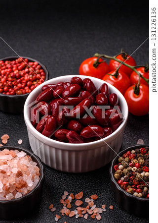 Red beans canned as an ingredient for cooking healthy or vegetarian food. Canned beans Red beans canned as an ingredient for cooking healthy or vegetarian food. Canned beans 131226136