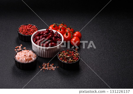 Red beans canned as an ingredient for cooking healthy or vegetarian food. Canned beans 131226137