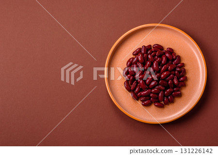 Red beans canned as an ingredient for cooking healthy or vegetarian food. Canned beans 131226142