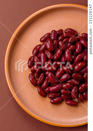 Red beans canned as an ingredient for cooking healthy or vegetarian food. Canned beans 131226147