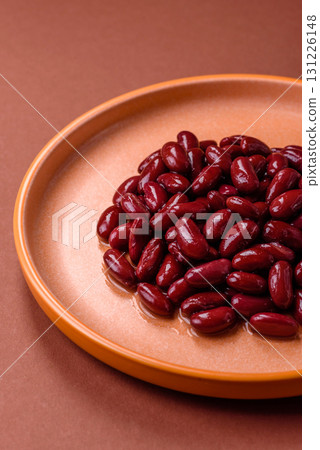 Red beans canned as an ingredient for cooking healthy or vegetarian food. Canned beans 131226148