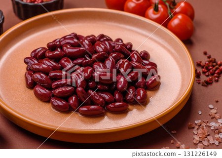 Red beans canned as an ingredient for cooking healthy or vegetarian food. Canned beans 131226149