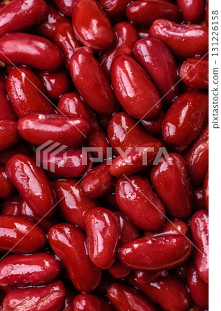 Red beans canned as an ingredient for cooking healthy or vegetarian food. Canned beans 131226158