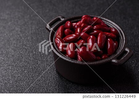 Red beans canned as an ingredient for cooking healthy or vegetarian food. Canned beans 131226449